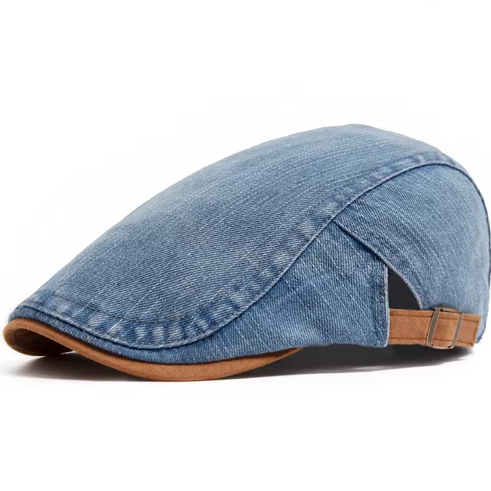 Blue Denim Newsboy Flat Visor Cap Hat